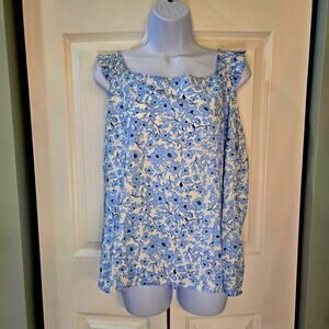 Lush blue floral ruffle smocked straps Cottagecore Fairycore Feminine Dainty